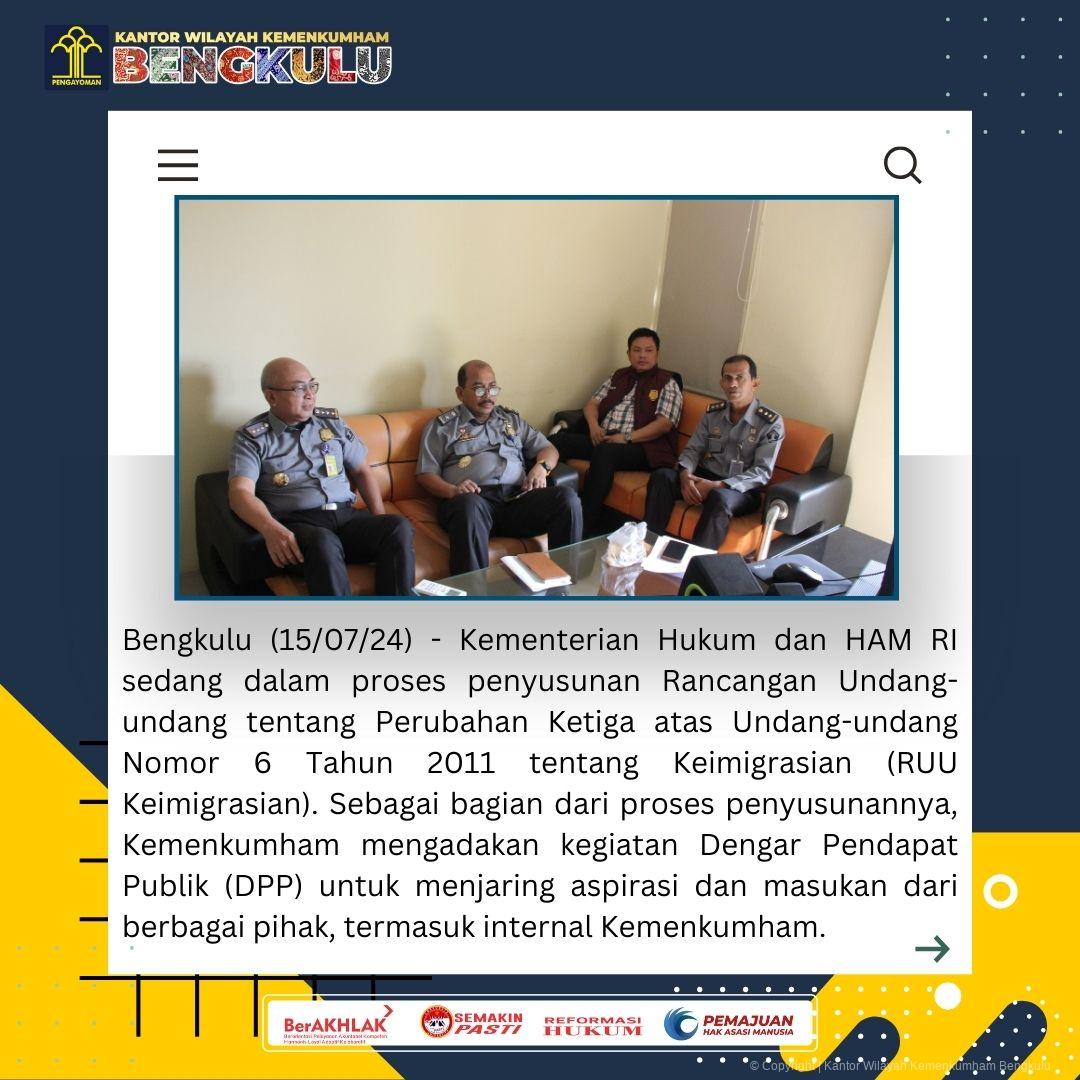 Kanwil Kemenkumham Bengkulu Berpartisipasi dalam DPP RUU Keimigrasian Secara Virtual 2